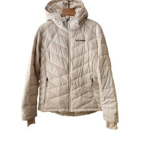 Columbia Omni-Heat Winter Jacket Puffer Hooded Insulated Cream Womens Large